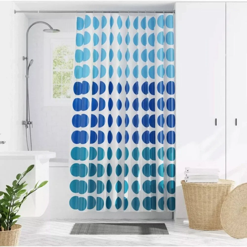 Zenna Home 13pc Trina Dot PEVA Shower Blue Curtain and Rings Set